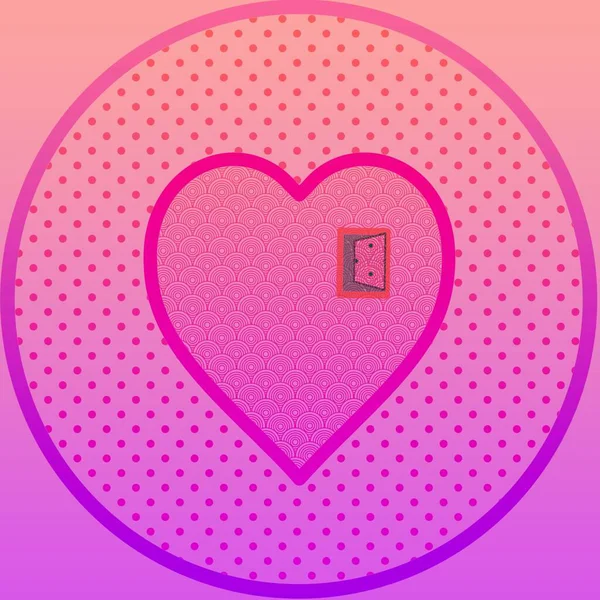 Дверь Форме Сердца Круге Розовым Фоном — стоковое фото