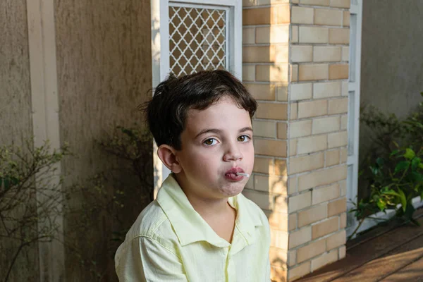 Jähriges Brasilianisches Kind Bei Einer Fotosession Der Kinderkrippe Einem Sonnigen — Stockfoto