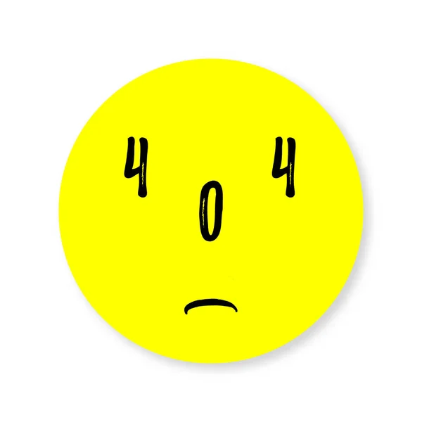 404 Error Page Upset Yellow Smiley Vector Illustration Web — Stock Vector