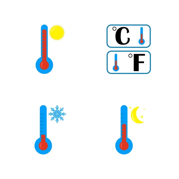 L'icône du thermomètre. Symbole de température élevée, basse et nocturne. Diplômes sur Celsius et Pharyngée. Illustration vectorielle plate — Image vectorielle