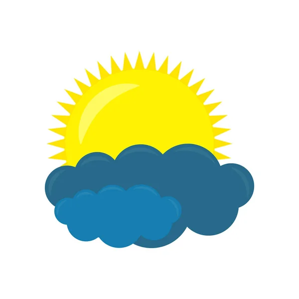 Nuvem com ícone do sol. Vetor ícone de previsão meteorológica em um fundo branco . —  Vetores de Stock