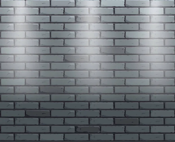 Üç spot ışıkları ile Vektör tuğla duvar. Vektör sahne arka planı