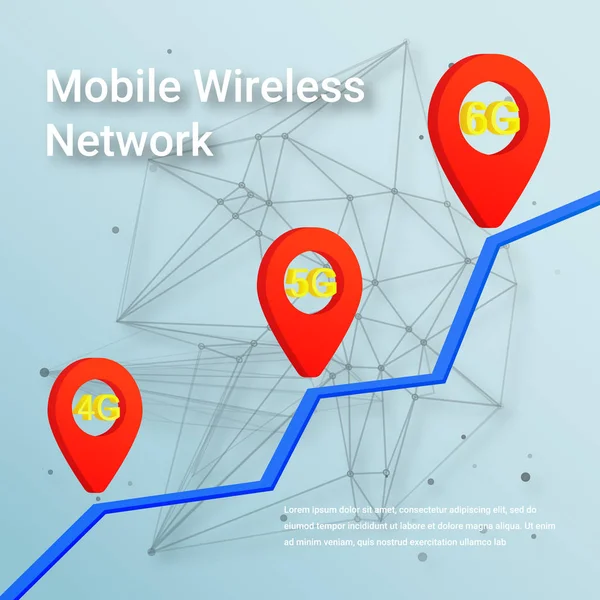Mobil Kablosuz Ağ konsepti. 4g'den 6g'ye değiştirin. Vektör İllüstrasyonu