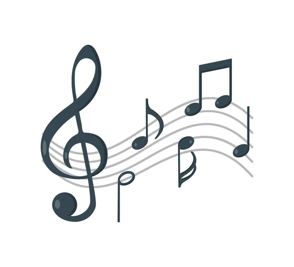 Müzik notaları ve beyaz bir arka plan üzerinde kavisli stave. Vektör çizimi