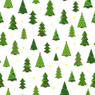 Kusursuz noel arka planı. Noel ağacı. Modern farklı düz tasarım. Vektör çizimi.
