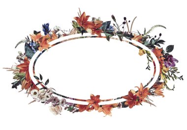 çerçeve çiçek kartları, davetiyeler, tatil dekorasyon için beyaz bir arka plan üzerinde