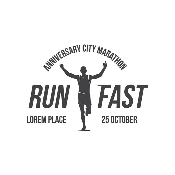 Logo Club Run Emblème Avec Silhouette Masculine Abstraite — Image vectorielle