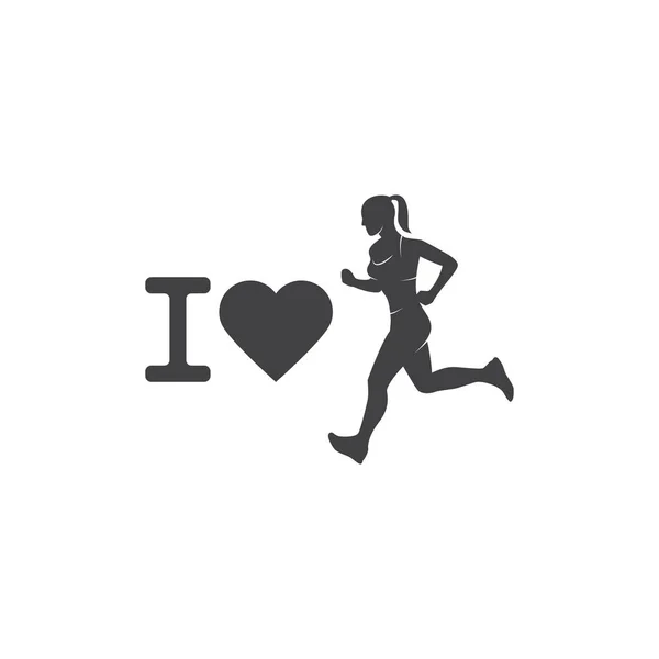 Run Club Logo Emblem Mit Laufender Frauensilhouette lizenzfreie Stockvektoren