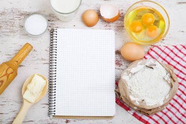 Malzemeler için pasta, yerleştirmek için metni