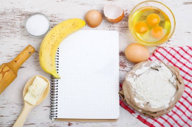Malzemeler için pasta, yerleştirmek için metni