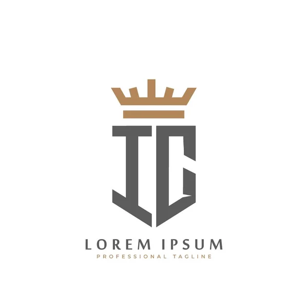 Premium Monogramma Due Lettere Eleganti Iniziali Scudo Oro Corona Geometrica — Vettoriale Stock