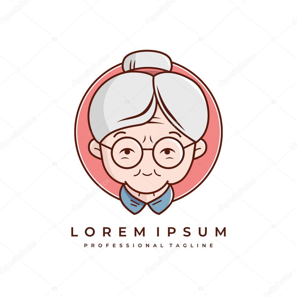 Granny or grandmother logo vector icon stock illustration.