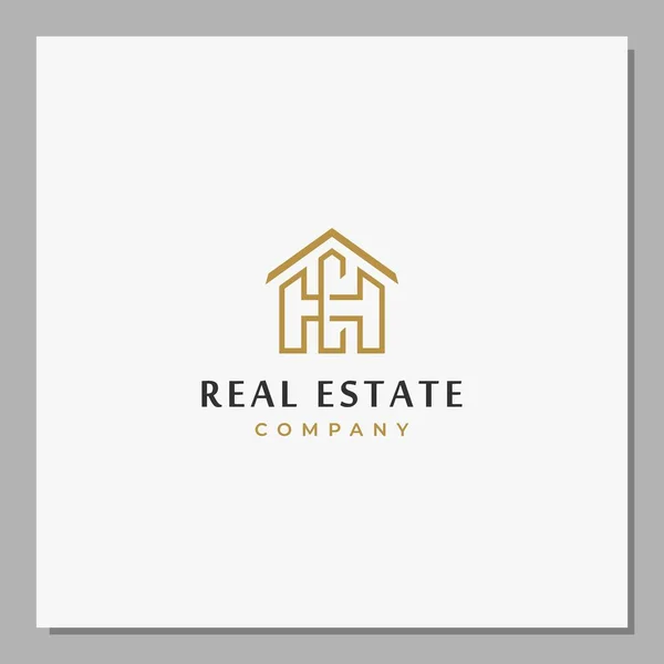 House Real Estate Minimalist Logo Concept Letter Monogram Home Line — Stock Vector