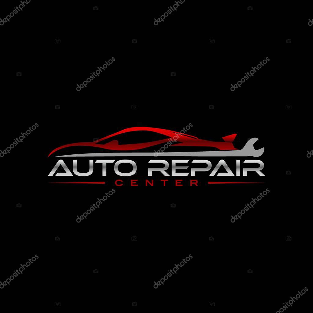 Auto car repair service logo concept. sportcar with wrench elements stock illustration.