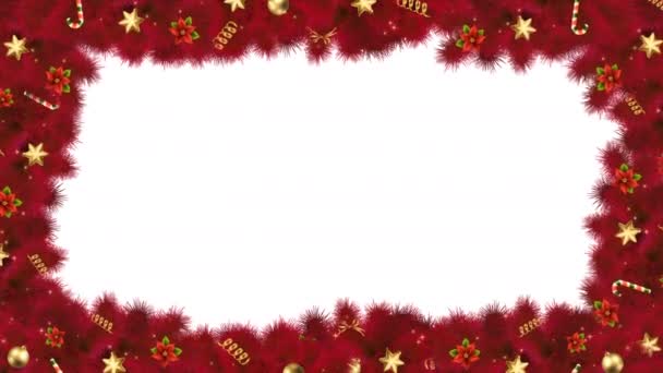 Christmas Festive Frame Fir Branches Decorations Candy Stars Lights Holly — Stock Video