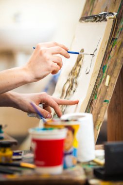 Çizim, el okul sahne