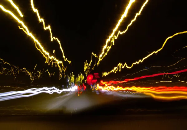 Condução Noite Borrão Movimento — Fotografia de Stock