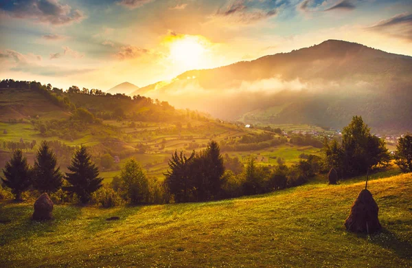 Paisagem Outono Manhã Nas Colinas — Fotografia de Stock