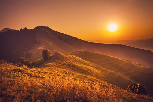 Paysage Automne Matin Sur Les Collines — Photo