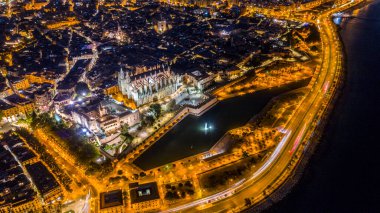 Palma de Mallorca İspanya Katedrali 'nin havadan görünüşü