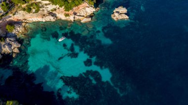 Mallorca İspanya, Cala Fornell Körfezi üzerinde hava manzarası