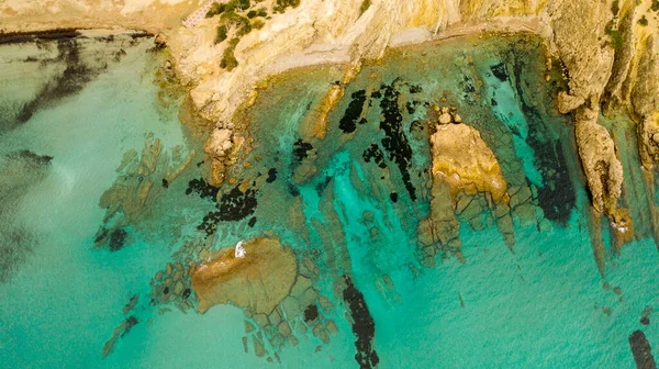ビーチとペグエラ マヨルカ島の海辺の町の空中風景スペイン — ストック写真