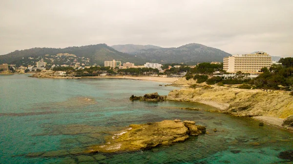 Vue Aérienne Sur Plage Ville Balnéaire Peguera Majorque Espagne — Photo