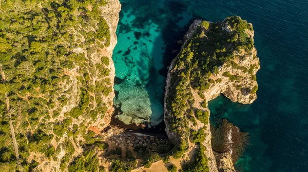 Авіаційний Вид Затоку Пляж Calo Des Moro Majorca Spain — стокове фото