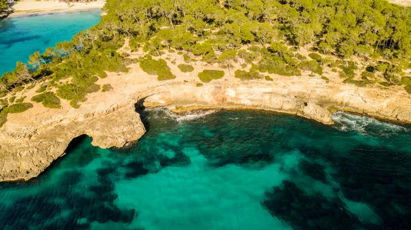 Vanuit Lucht Uitzicht Baai Het Natuurpark Van Cala Mondrago Majorca — Stockfoto