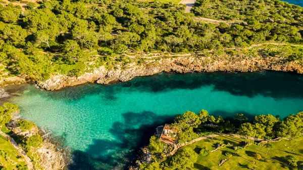 Vista Aérea Baía Parque Natural Cala Mondrago Maiorca Espanha — Fotografia de Stock