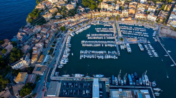 Vanuit Lucht Uitzicht Baai Haven Van Soller Majorca Spanje — Stockfoto