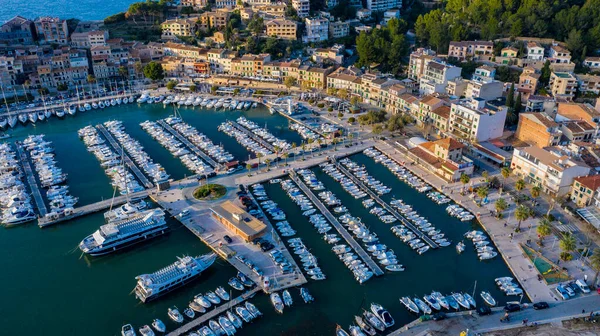 Vanuit Lucht Uitzicht Baai Haven Van Soller Majorca Spanje — Stockfoto