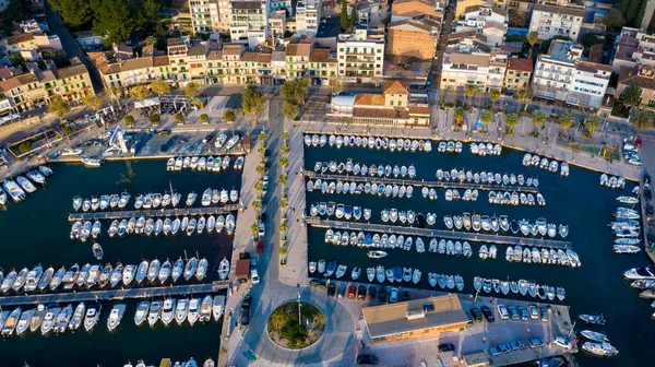 Vanuit Lucht Uitzicht Baai Haven Van Soller Majorca Spanje Stockfoto