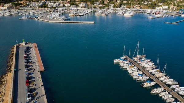 Vanuit Lucht Uitzicht Haven Van Andratx Majorca Spanje Stockfoto