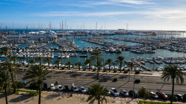 Uitzicht Vanaf Hoogte Van Stad Palma Mallorca Jachthaven Van Spanje Rechtenvrije Stockafbeeldingen