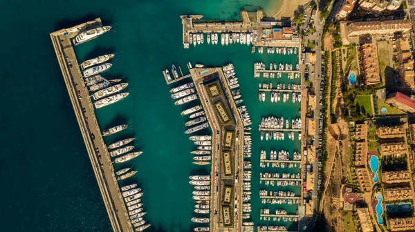 Vanuit Lucht Uitzicht Haven Van Adriano Mallorca Spanje Rechtenvrije Stockafbeeldingen