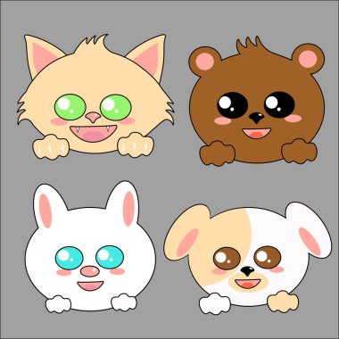 Bir dizi komik çizgi film hayvanı.