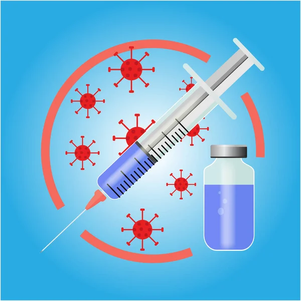 Jeringa Plástico Ampolla Del Medicamento Protección Contra Virus Bacterias Puede — Archivo Imágenes Vectoriales