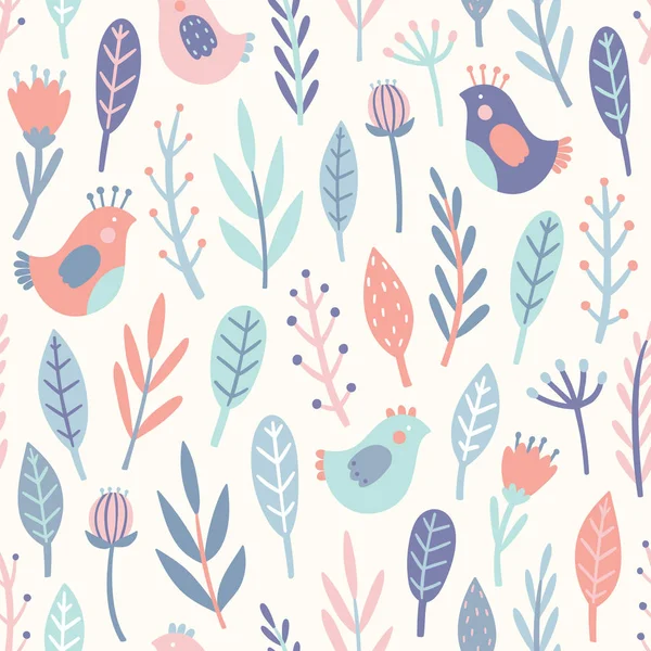 Sevimli kuş ve bitkiler.