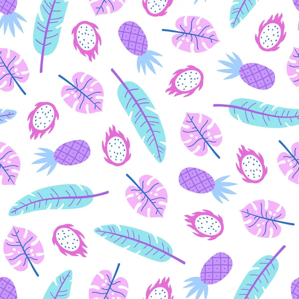 Feuilles et fruits tropicaux aux couleurs vives — Image vectorielle