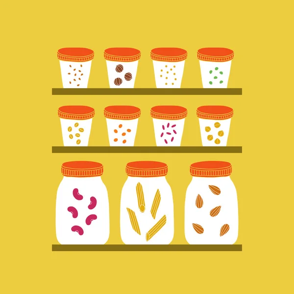 Pots en verre avec grains . — Image vectorielle