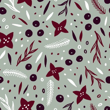 Tatlı kış bitkileri ve böğürtlenler dikişsiz.