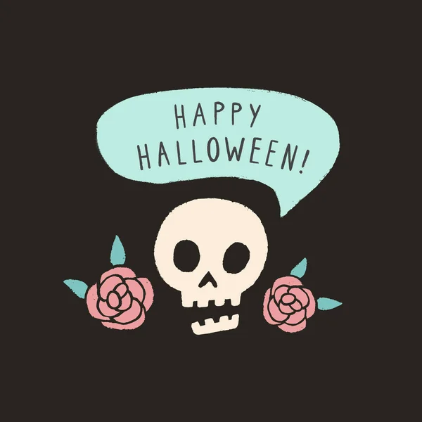 Feliz Halloween divertido cráneo. Tarjeta de Halloween. — Vector de stock