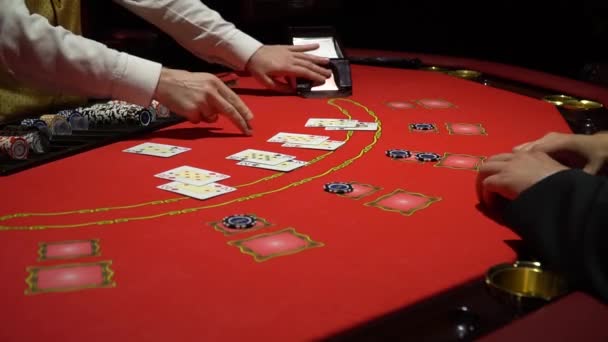 Gambling Black Jack in a casino - close up. — Stock Video