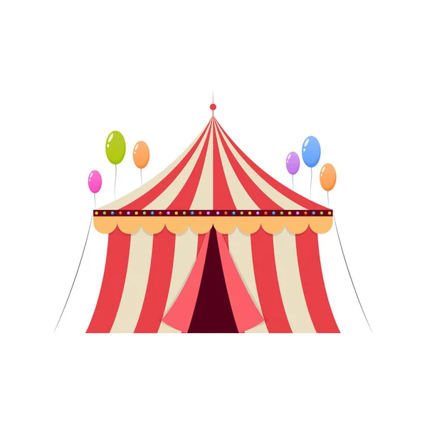 Edificio de circo, toldo de carpa de circo, con bolas, shapito . — Vector de stock