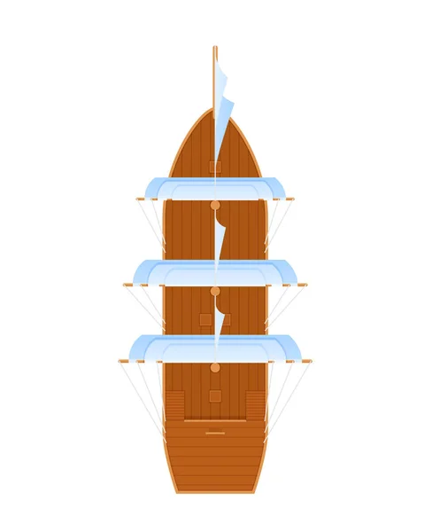 Bateau en bois ancien multi-voûté. Transport maritime, pour le transport sur l'eau . — Image vectorielle