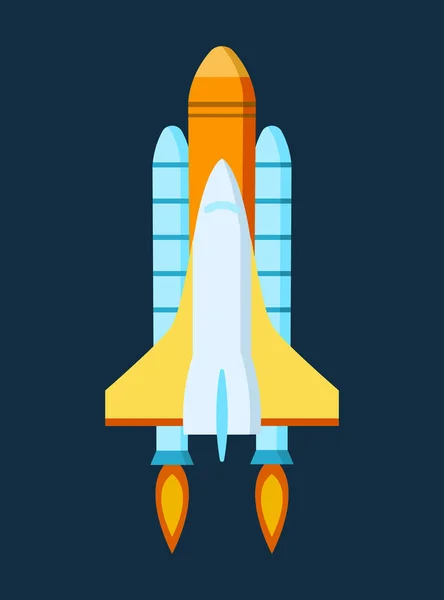 Raketlancering. Ruimte, studie van de kosmische ruimte. Lucht voertuig gelanceerd. — Stockvector