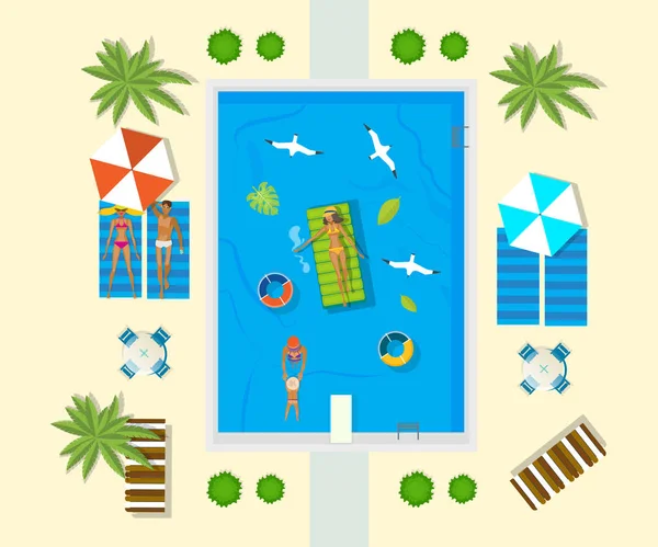 Deniz tatilde. Aile havuzu Hotel'deki dinlenme.