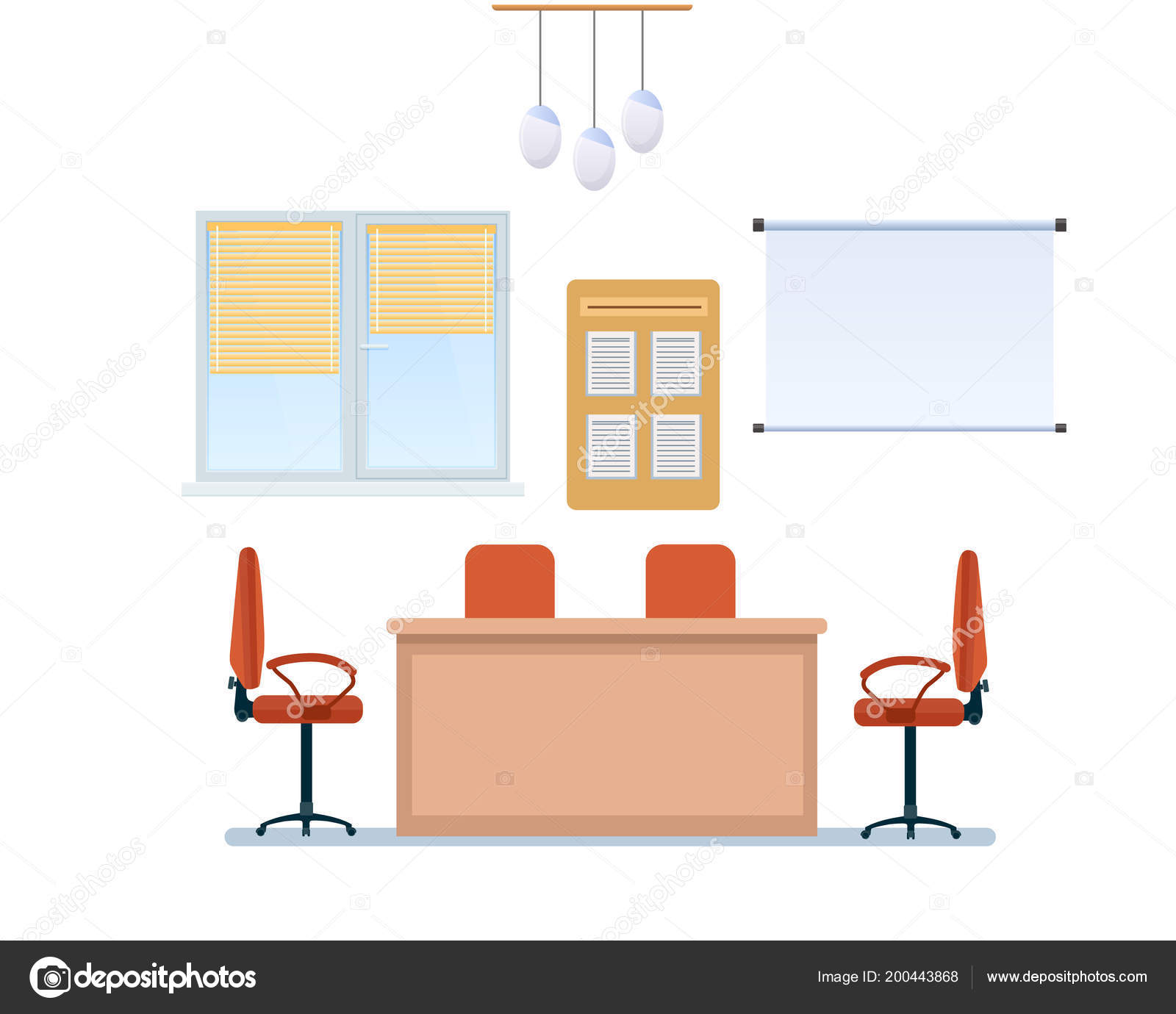 Interior Of Office Working Room With Furniture Interactive