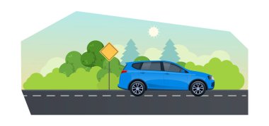 Araba ile seyahat. Ülke yolda spor araba gezisi.